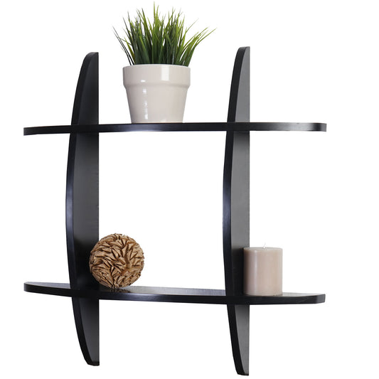 Wandplank Nantes, hangende boekenplank, 60x60x12cm ~ zwart