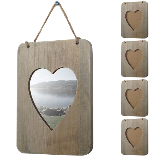 Set van 5 fotolijsten Wels, fotolijst houten lijst muur lijst set, shabby look landhuis, hart