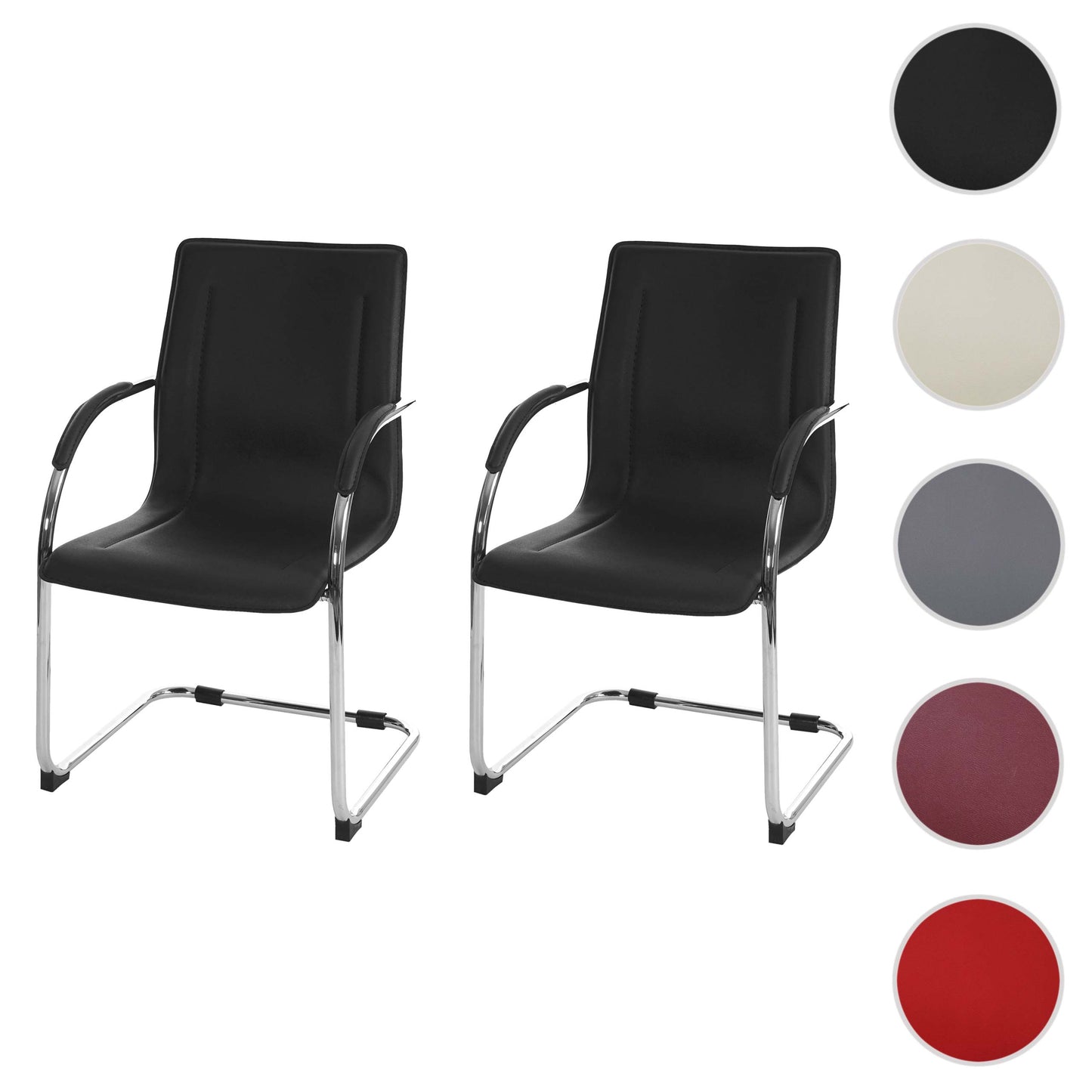 Set van 2 vergaderstoelen Samara, bezoekersstoel sledemodel ~ zwart