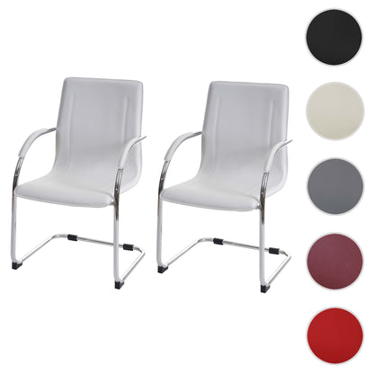 Set van 2 vergaderstoelen Samara, bezoekersstoel sledemodel ~ wit