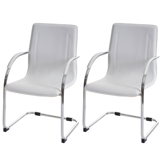 Set van 2 vergaderstoelen Samara, bezoekersstoel sledemodel ~ wit