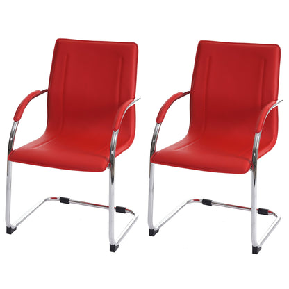 Set van 2 vergaderstoelen Samara, bezoekersstoel sledemodel ~ rood
