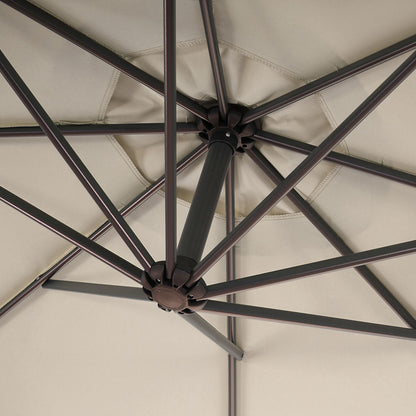 Acerra zweefparasol, parasol, Ø 3m kantelbaar, polyester/staal 11kg ~ crème zonder voet