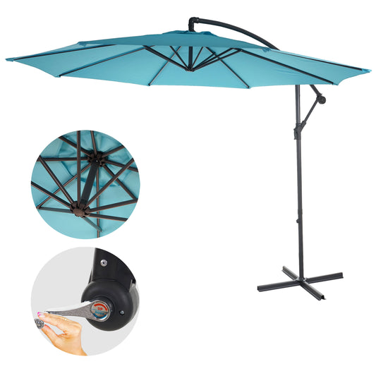 Acerra zweefparasol, parasol, Ø 3m kantelbaar, polyester/staal 11kg ~ turquoise-blauw zonder voet