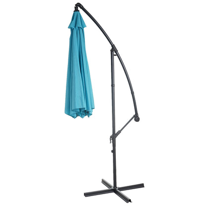 Acerra zweefparasol, parasol, Ø 3m kantelbaar, polyester/staal 11kg ~ turquoise-blauw zonder voet