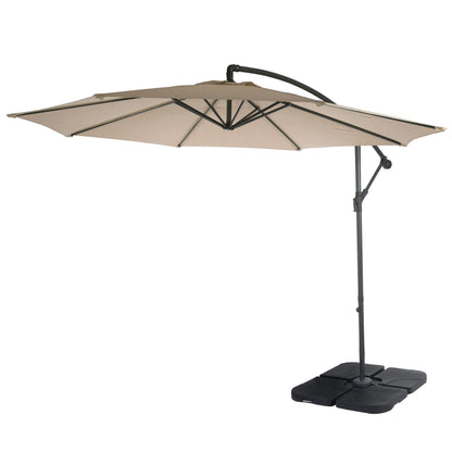 Acerra zweefparasol, parasol, Ø 3m kantelbaar, polyester/staal 11kg ~ zand-beige met voet