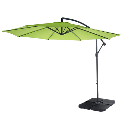 Acerra zweefparasol, parasol, Ø 3m kantelbaar, polyester/staal 11kg ~ green-lemon met voet