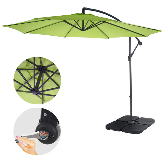 Acerra zweefparasol, parasol, Ø 3m kantelbaar, polyester/staal 11kg ~ green-lemon met voet