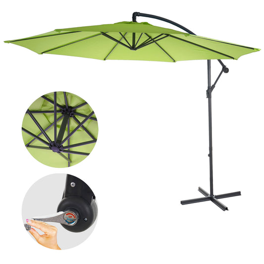 Acerra zweefparasol, parasol, Ø 3m kantelbaar, polyester/staal 11kg ~ green-lemon zonder voet