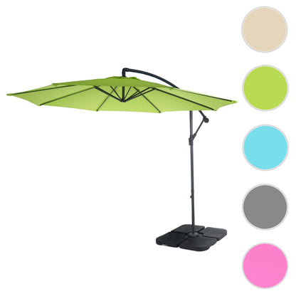 Acerra zweefparasol, parasol, Ø 3m kantelbaar, polyester/staal 11kg ~ green-lemon met voet