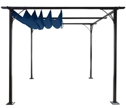 Pergola MCW-C42, tuinpaviljoen, stevig 6cm frame + schuifdak ~ 3x3m blauw