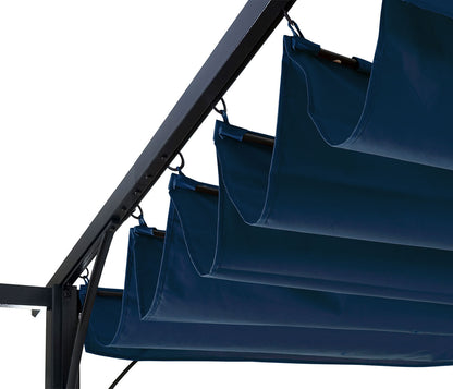Pergola MCW-C42, tuinpaviljoen, stevig 6cm frame + schuifdak ~ 3x3m blauw