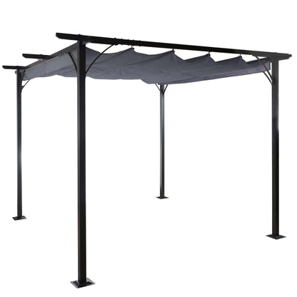 Pergola MCW-C42, tuinpaviljoen, stevig 6cm frame + schuifdak ~ 3x3m grijs