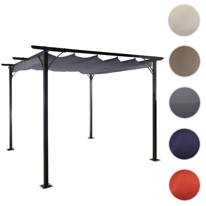 Pergola MCW-C42, tuinpaviljoen, stevig 6cm frame + schuifdak ~ 3,5x3,5m grijs