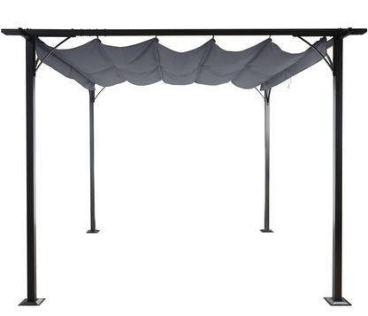 Pergola MCW-C42, tuinpaviljoen, stevig 6cm frame + schuifdak ~ 3,5x3,5m grijs