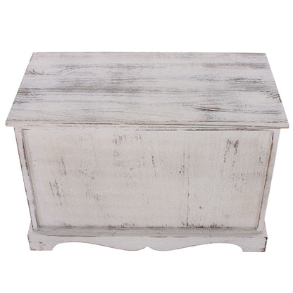 Kledingkast met bank commode met 2 manden 42x62x33cm, shabby look, vintage ~ wit