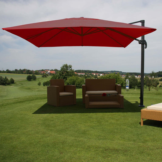 Zweefparasol MCW-A96, parasol, 3x4m (Ø5m) polyester/aluminium 26kg ~ bordeaux zonder voet, draaibaar