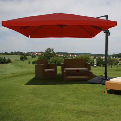 Zweefparasol MCW-A96, parasol, 3x4m (Ø5m) polyester/aluminium 26kg ~ klep, bordeaux met voet