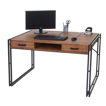Bureau MCW-A27, bureau computer computer, 122x70cm 3D structuur ~ wilde eik look