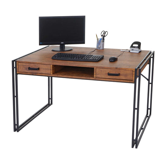 Bureau MCW-A27, bureau computer computer, 122x70cm 3D structuur ~ wilde eik look