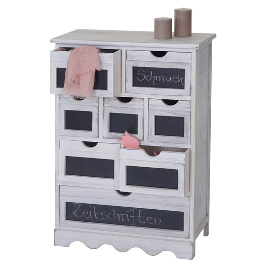 Ladekast Ermelo, ladekast met legplank, shabby-look vintage MVG-gecertificeerd 87x60x30cm ~ wit