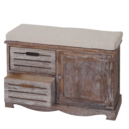 Bank MCW-J22, bank ladekast, shabby-look vintage MVG-gecertificeerd 49x71x32cm bruin