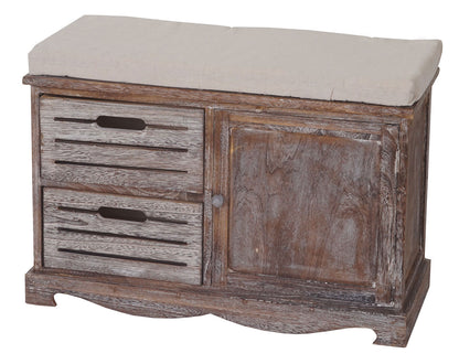 Bank MCW-J22, bank ladekast, shabby-look vintage MVG-gecertificeerd 49x71x32cm bruin
