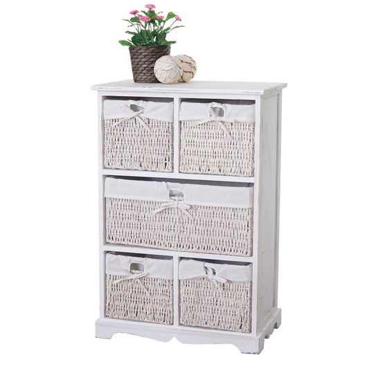 Dundee ladekast, shabby-look vintage 90x60x30cm ~ wit