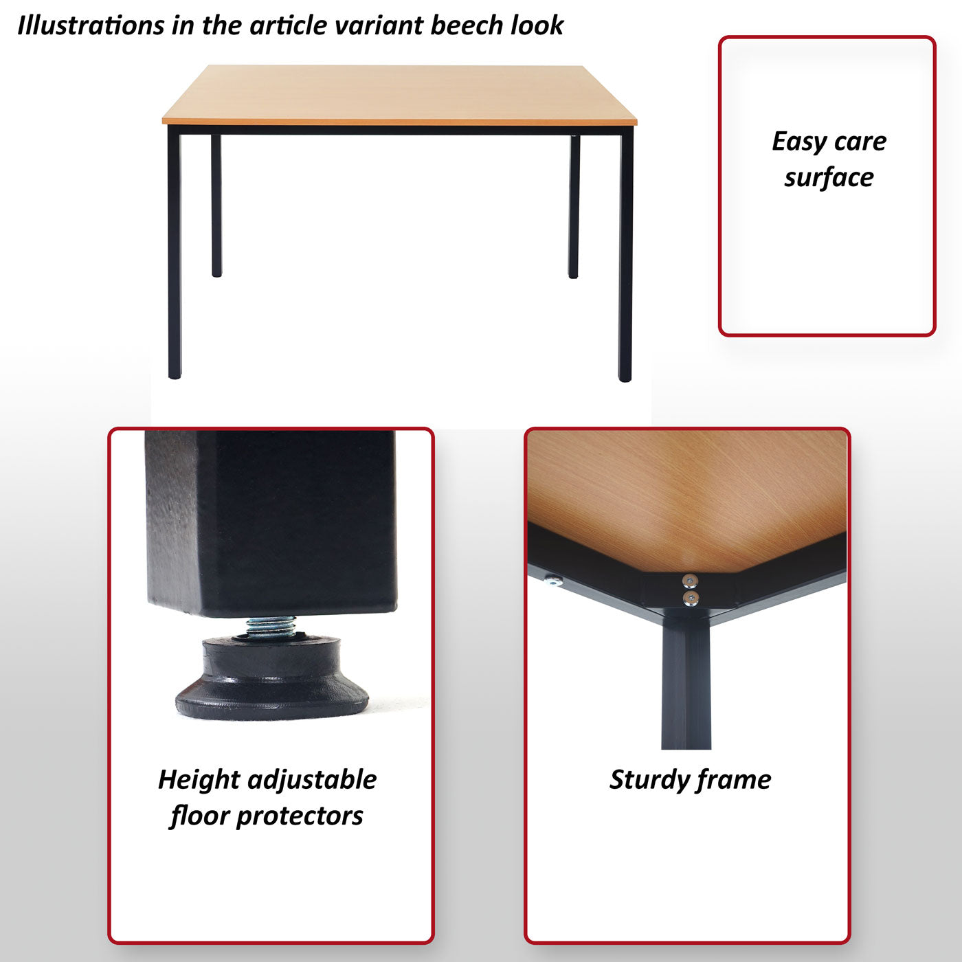 Bureau Braila, vergadertafel bureautafel seminarietafel, 120x80cm MDF ~ beuken look