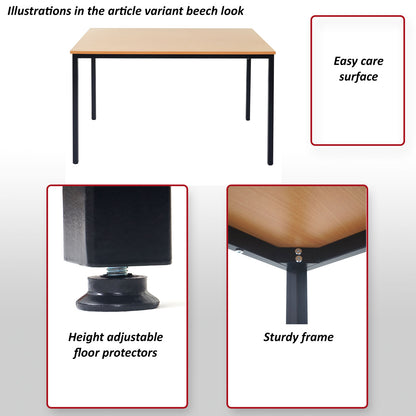 Bureau Braila, vergadertafel bureautafel seminarietafel, 120x80cm MDF ~ wit