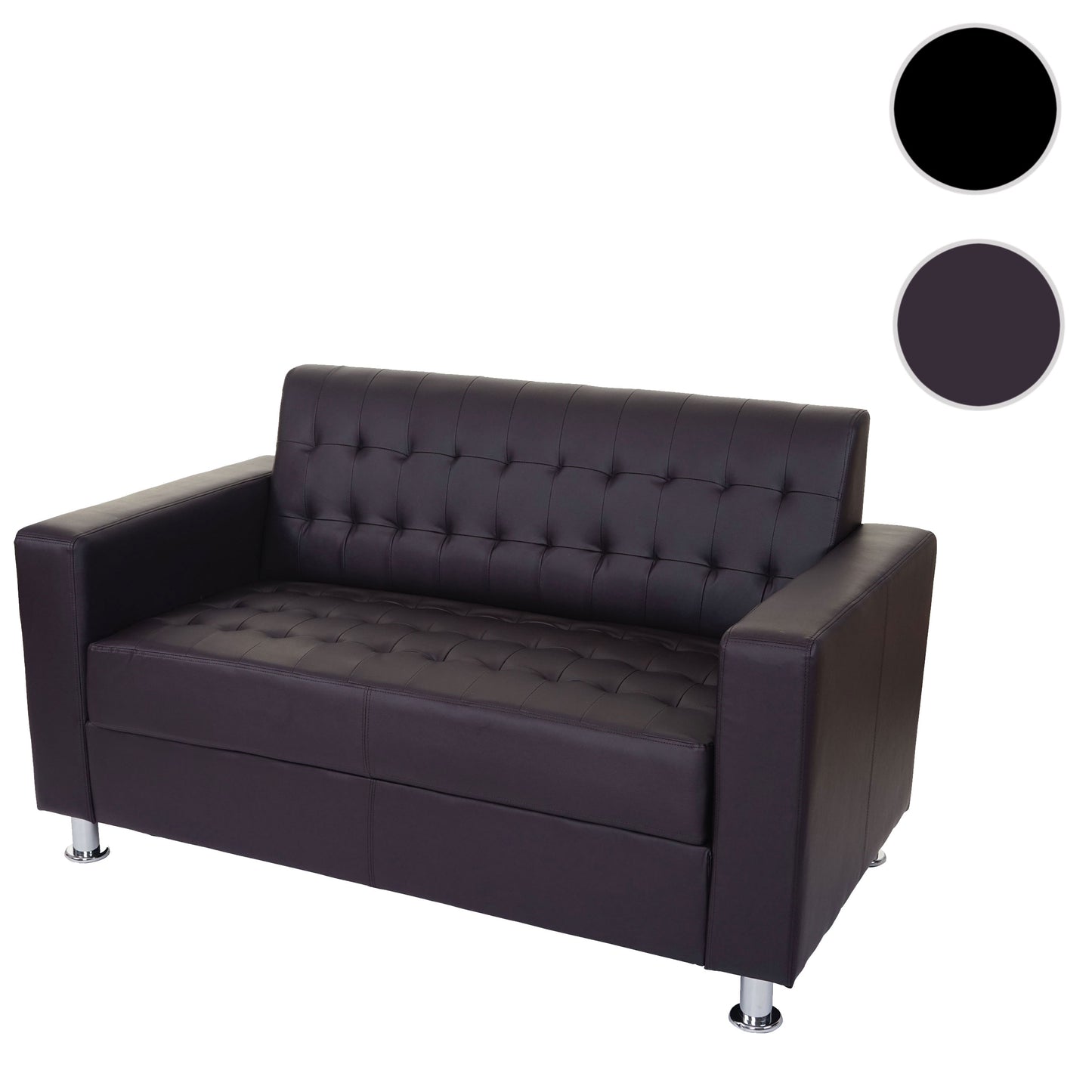 2-zitsbank Kunda, bank loungebank, kunstleer, metalen poten ~ koffie