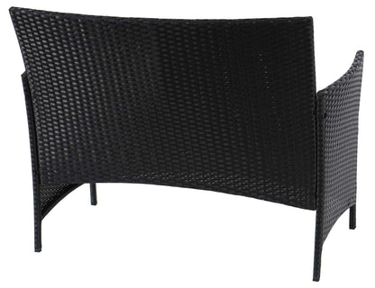 Poly-rattan tuinbank Halden, zitbank ~ antraciet, antraciet kussens