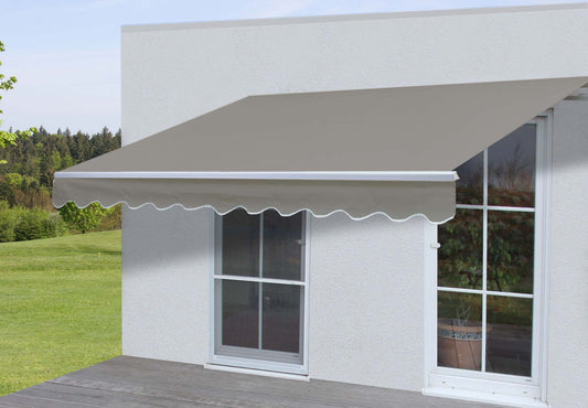 Aluminium zonnescherm MCW-E49, klaparm zonnescherm zonwering 2,5x2m ~ polyester, grijsbruin