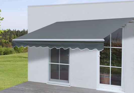 Aluminium zonnescherm MCW-E31, klaparm zonnescherm zonwering 3x2,5m ~ Acryl grijs