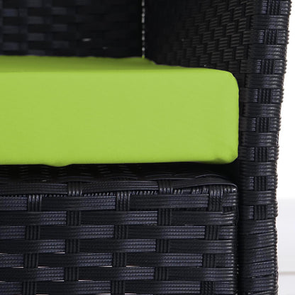 Halden poly rotan tuinbank, zitbank ~ antraciet, groene kussens