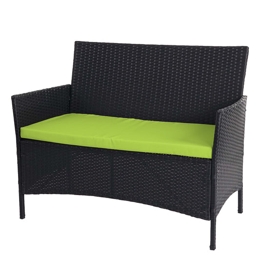 Halden poly rotan tuinbank, zitbank ~ antraciet, groene kussens