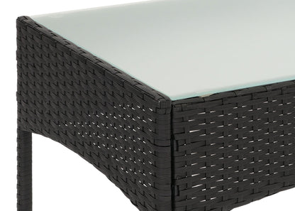 Poly-rattan tuintafel Halden, bijzettafel met glazen blad ~ antraciet