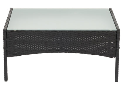 Poly-rattan tuintafel Halden, bijzettafel met glazen blad ~ antraciet