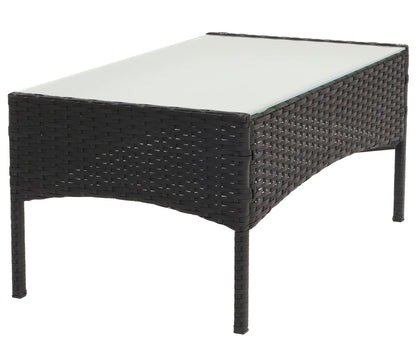 Poly-rattan tuintafel Halden, bijzettafel met glazen blad ~ antraciet