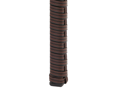 Poly-rattan tuintafel Halden, bijzettafel met glazen blad ~ bruin-gemarmerd