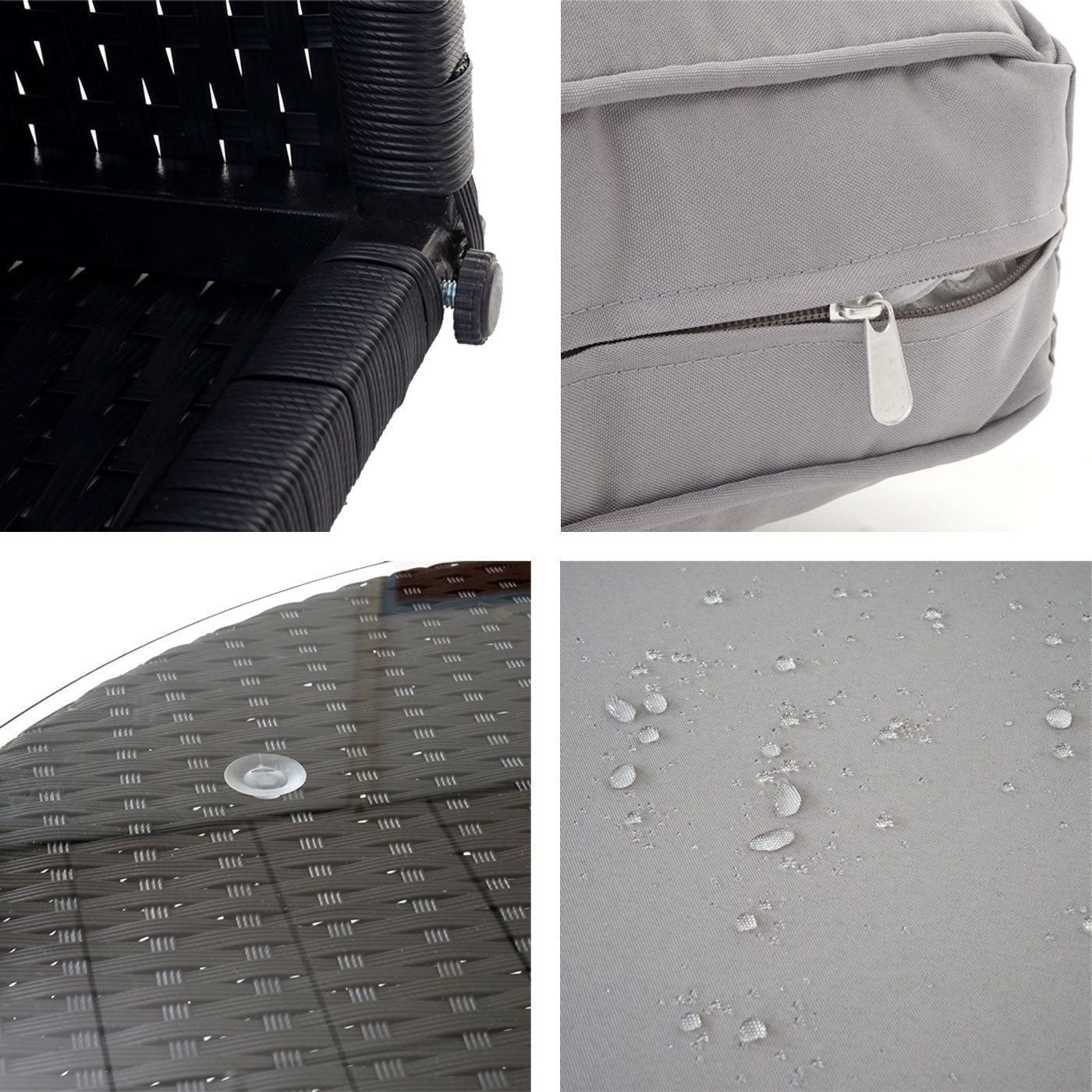 Luxe poly rotan set Savoie, loungeset, XXL bank rond, antraciet kussens grijs