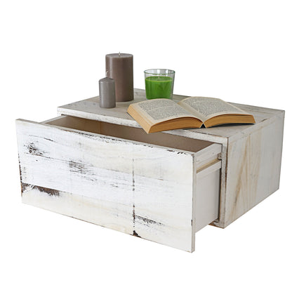 Wandplank MCW-C55, lade plank, shabby-look vintage, 21x46x30cm ~ wit