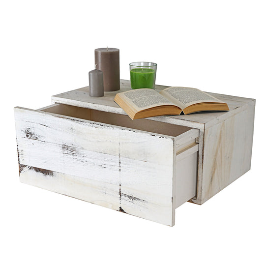 Wandplank MCW-C55, lade plank, shabby-look vintage, 21x46x30cm ~ wit