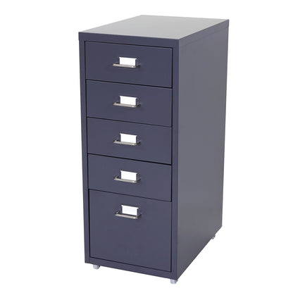 Trolley kast Boston T851, stalen ladekast, 69x28x41cm 5 laden ~ donkergrijs