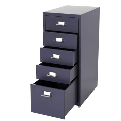 Trolley kast Boston T851, stalen ladekast, 69x28x41cm 5 laden ~ donkergrijs