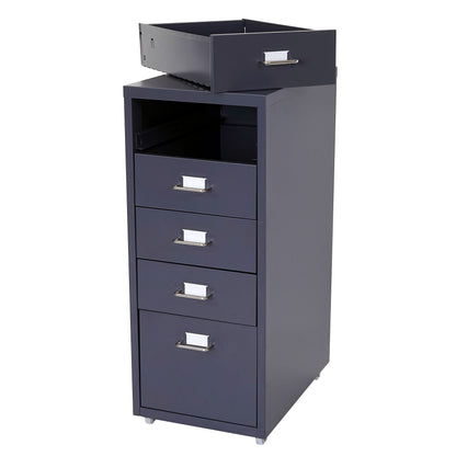 Trolley kast Boston T851, stalen ladekast, 69x28x41cm 5 laden ~ donkergrijs