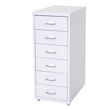 Verrijdbaar onderstel Boston T851, ladekast stalen kast, 69x28x41cm 6 laden ~ wit