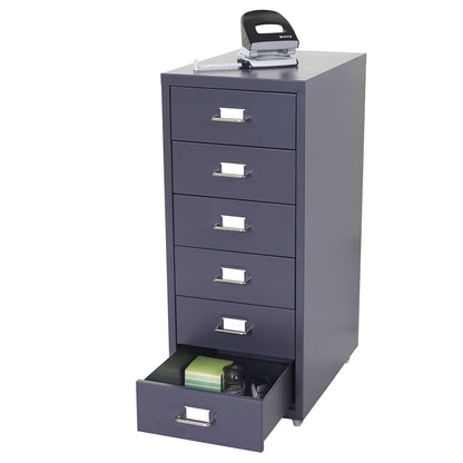 Verrijdbaar onderstel Boston T851, ladekast stalen kast, 69x28x41cm 6 laden ~ donkergrijs