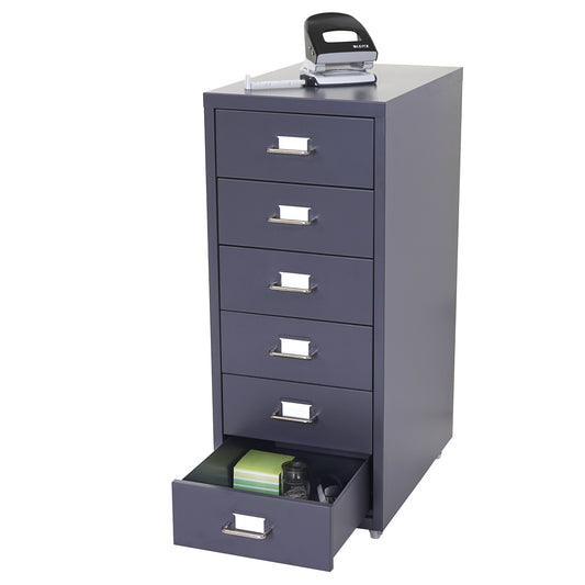 Verrijdbaar onderstel Boston T851, ladekast stalen kast, 69x28x41cm 6 laden ~ donkergrijs