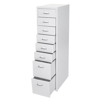 Trolley kast Boston T851, stalen ladekast, 110x28x41cm 8 laden ~ wit